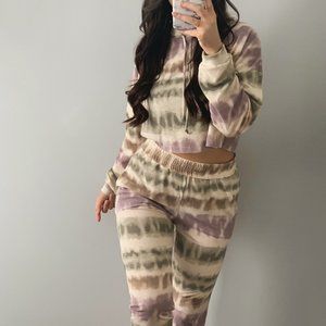 Tie-Dye Cropped Hoodie and Jogger Set